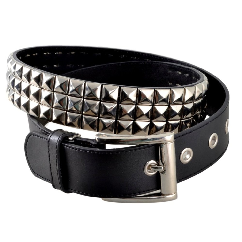 Black Pleather Belt Punk Fashion Pyramid Stud